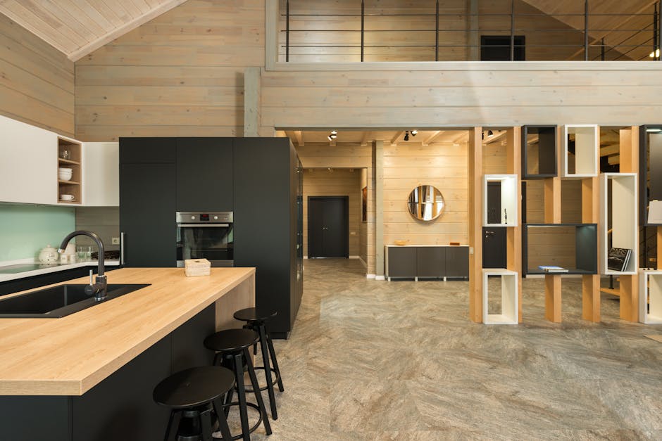 Strakke matte keuken met moderne zwarte kasten. Strakke matte keuken met moderne zwarte kasten.